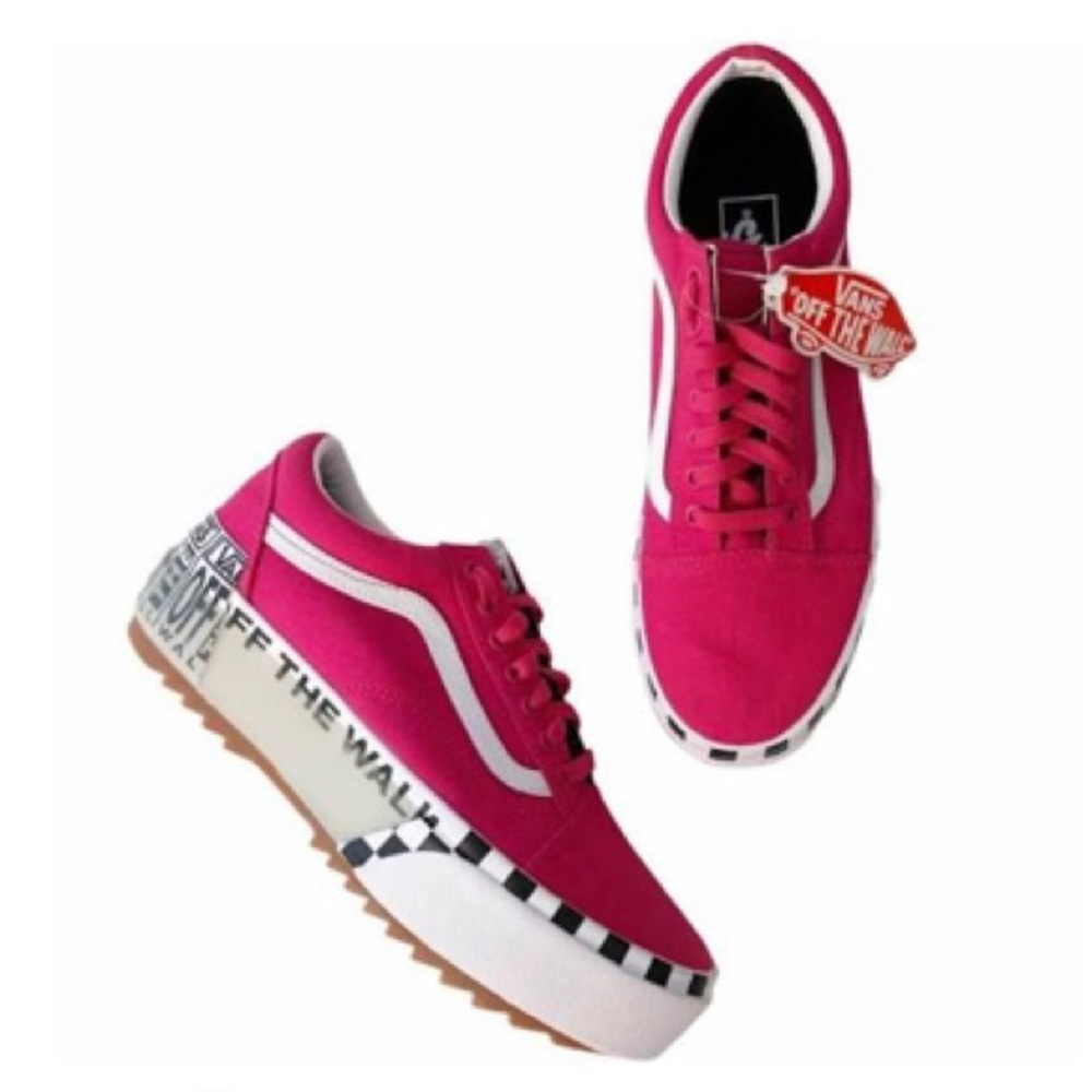 Pink VANS old school stacked Platform women size 8